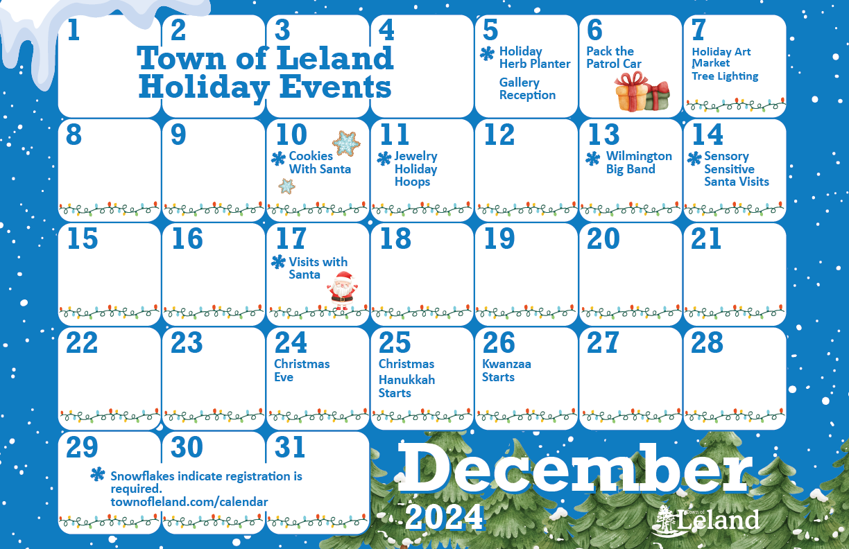 Town of Leland December Holiday Calendar