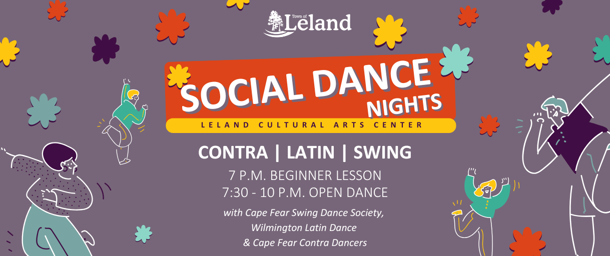 Social Dance Series information with dancers and flowers.